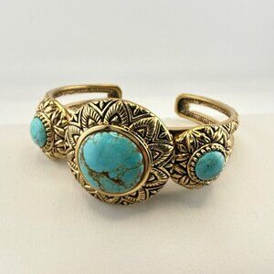 Studio Barse Cuff Bracelet Blue Stone Cabochon Golden Bronze HSN